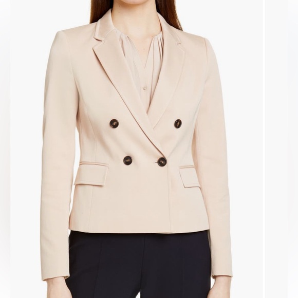 Boss Jalarema Double Breasted Jacket in Nude - Picture 1 of 10